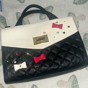Betsey Johnson purse with quilted look & charms